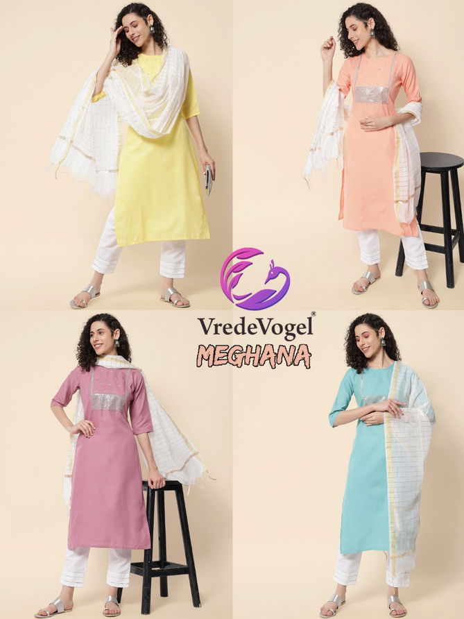 VredeVogel Meghana Cotton Fancy Ethnic Wear Ready Made Suit Collection